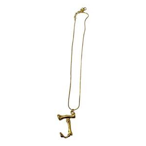 Letter J Gold Tone Necklace. New